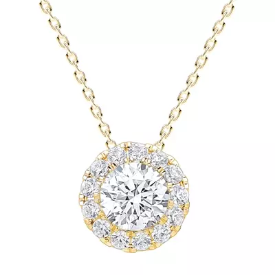 Round Lab Diamond Halo Necklace